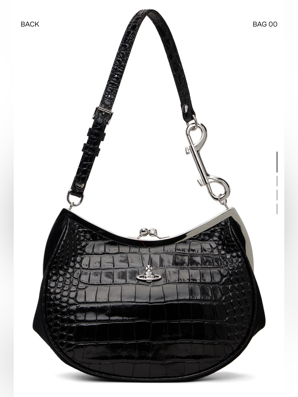 Vivienne Westwood Black Croc-Embossed Leather Frame Shoulder Bag - Picture 1 of 4